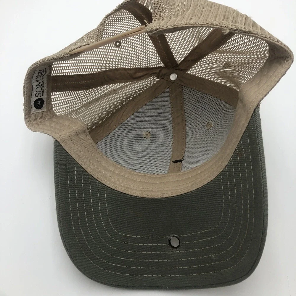 Somher Only Baseball Hat Womens Snap Back Cowhide Brim Used Green Brown Preowned